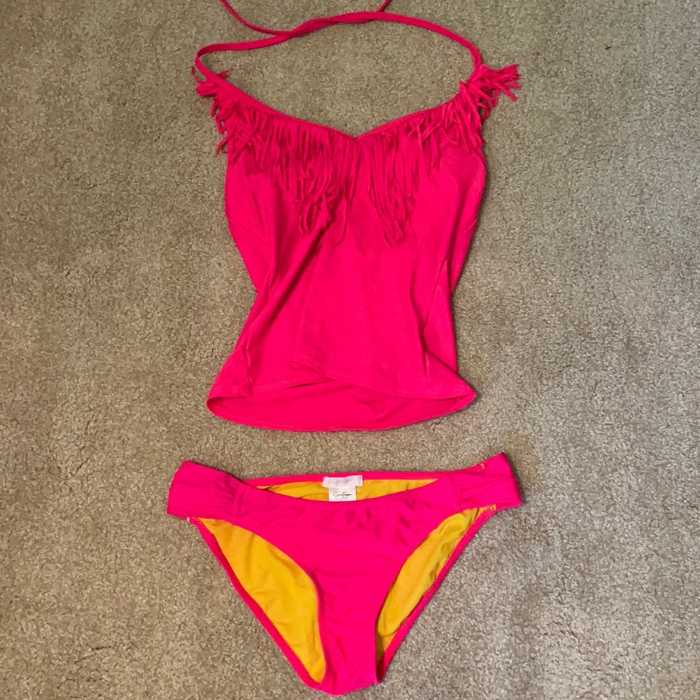 Pink tankini swimsuit